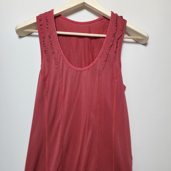 Lululemon Red Orange Drawstring Hem Stretchy Pullover Tank Top Sleeveless Size 6 - Picture 2 of 8